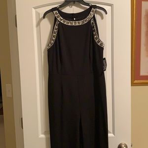 Black beaded full length jumpsuit.